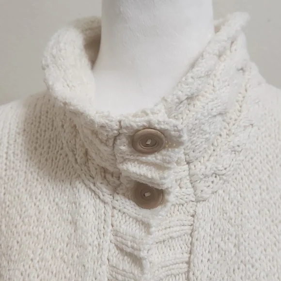 Indigenous Cardigan Knit Sweater Organic Cotton Cream Ivory Womens Small Boho - Picture 4 of 10